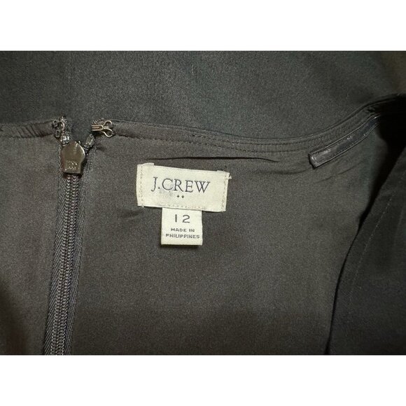 J Crew Sheath Dress 12 Black Short Sleeve Stretch Cotton Washable Career Casual - Picture 8 of 10